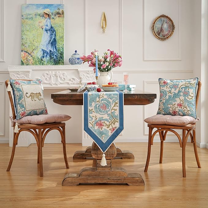 patdrea Linen Leopard Animal Table Runner Farmhouse for Home Kitchen Dining Decor Parties Family Dinners Christmas 16 x 102