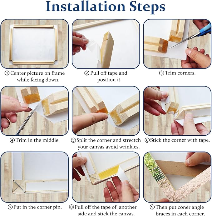 4pcs DIY Wooden Canvas Stretcher Bars Canvas Frame Kit for Gallery Wraps – Sturdy Solid Wood Bars for Oil Paintings, Gallery, Posters, Diamond Painting, Home Studio Wall Decor