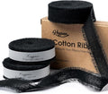 Black Ribbon 5/8" x 21 Yards with Frayed Fringe Fabric Cotton Ribbons for Gift Wrapping Wedding Invitations Flower Bouquet Baby Shower