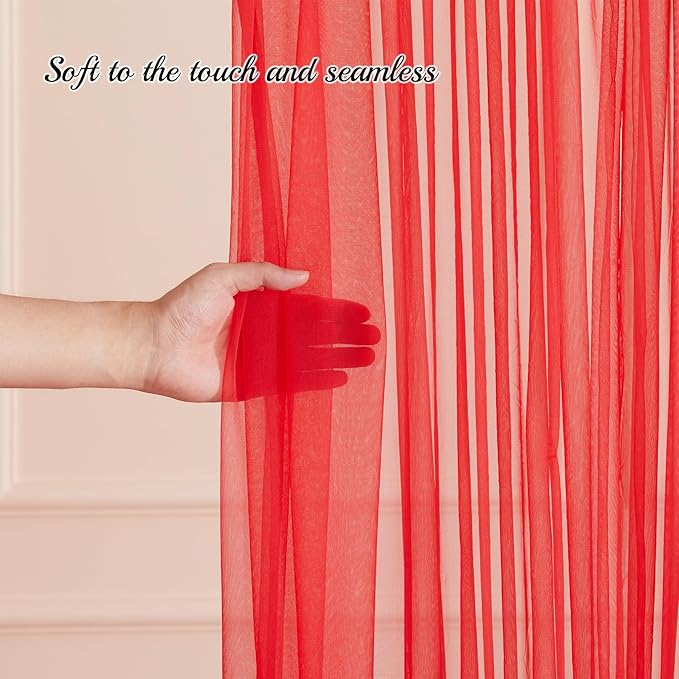 10x10 Red Tulle Backdrop Curtains for Parties, Sheer Backdrop Curtain Wedding Photo Background Drapes for Baby Shower Photography Birthday Party