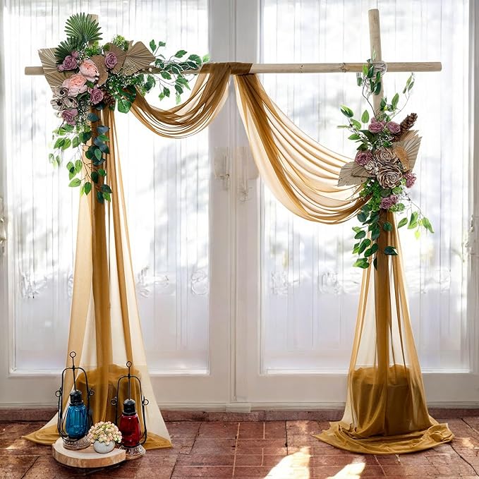 MDS Halloween Chiffon Draping Fabric - 2 Panel, 30" Wide x 40ft Long - Sheer Spooky Arbor & Canopy Drapery for Haunted House Backdrops, Party Ceilings, DIY Costumes & Themed Events - Mocha