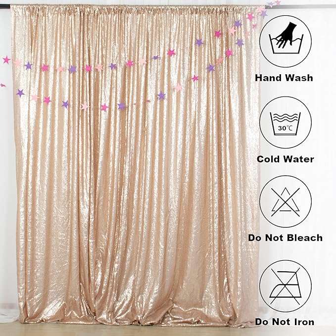 ShinyBeauty PHOTOBOOTH Backdrop Best Choice 4FTx7FT Champagne Sequin Fabric, Copper Sequin Curtains, Wedding Photography Backdrop (Buy it Now)