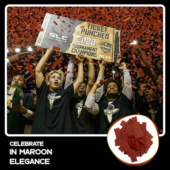 Ultimate Confetti, Maroon Biodegradable Confetti - Rectangular Flame-Resistant and Slow-Falling Tissue Paper Confetti for Cannon and Launcher use – Best for Parties Celebrations - 20 lb, 320 oz