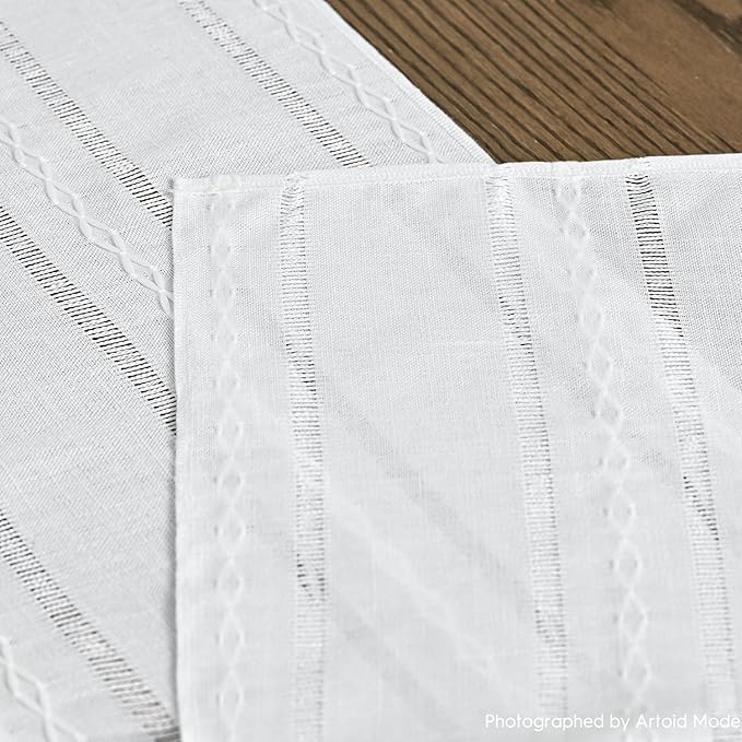 Artoid Mode Rustic Cotton Linen Table Runner, Seasonal Embroidered Hollow Kitchen Dining Table Decoration for Home Party Decor 13x90 Inch