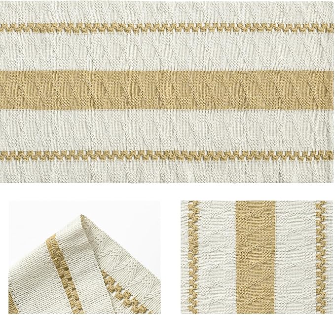 Artoid Mode Burlap Brown Farmhouse Woven Rustic Table Runner, Seasonal Holiday Hollow Kitchen Dining Table Decoration for Home Party Decor 12x60 Inch