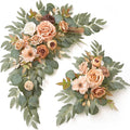 Wedding Sign Faux Flower Swag (Pack of 2) for Ceremony Party Reception Entrance Floral Decor Wall Easel Stand for Wedding Poster Welcome Sign (Terracotta)