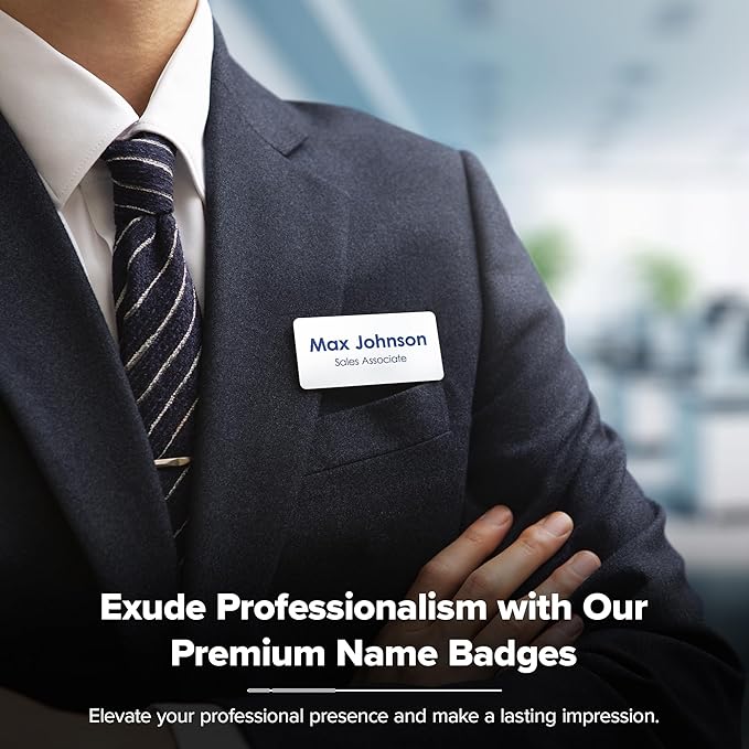 Name Tag, Magnetic White and Blue Name Tags, Personalized Name Tags, 1.5x3 Inches, Durable Engravable Impact Material, Made in The USA by My Sign Center