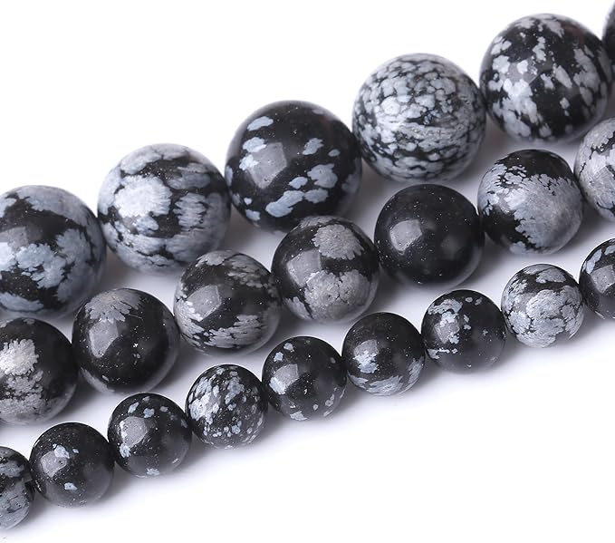 Snowflake Stone Beads for Jewelry Making DIY Craft Gemstone Beads Kit (4mm, 88pcs) Smooth Healing Crystal Beads for Bracelets, Necklaces, Home Decor