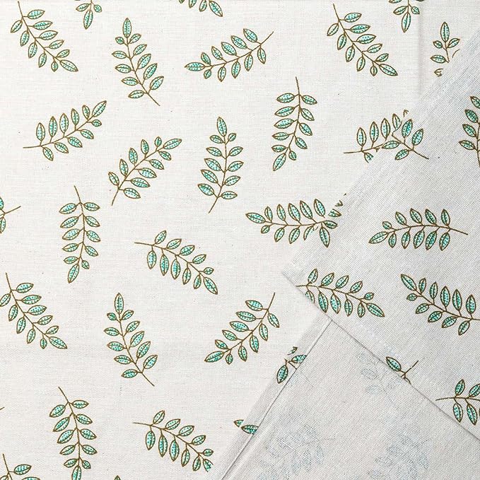 YiHomer Pastoral Rectangle Tablecloth - 52 x 70 Inch - Beige Linen Table Cloth - Washable Table Cover with Wrinkle Resistant for Restaurant, Picnic, Bistro, Indoor and Outdoor Dining, Green Leaf