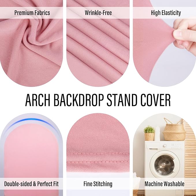LEBENGURU Upgraded 7.2FT Wedding Arch Cover, Dusty Pink Spandex Fitted Arch Backdrop Cover, Round Top Chiara Stand Covers for Birthday Party Baby Shower Banquet Balloon Décor