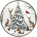 Round Christmas Snow Animals Metal Tin Sign - Vintage Christmas Tree & Winter Sign for Home & Outdoor Decorations - 12 * 12 in