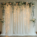 White Tulle Backdrop Curtain with Lights String - 10x8ft Sheer Backdrop with 250 LEDs for Wedding, Baby Shower, Bridal Shower, Birthday Party Photo Shoot Background and Home Decorations