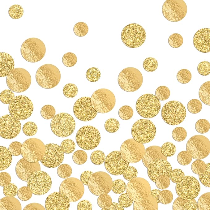 Golden Confetti Glitter Scatter Table Decoration Surprise Paper Craft Birthday Party Anniversary Supplies Bridal Baby Shower Party Wedding Gift Circle Dots Decor 100 Pcs
