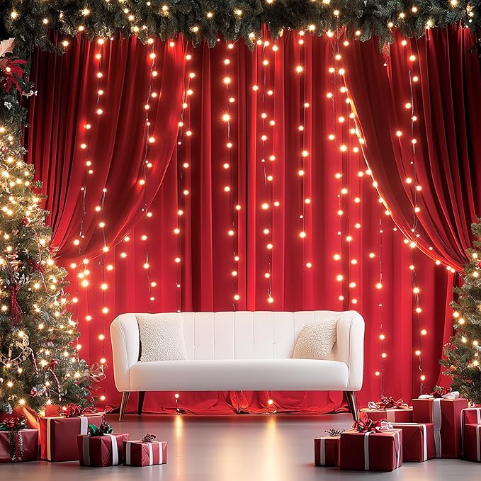 10ftx14FT Wrinkle Free Red Backdrop Curtain, 2 Panels 14FT Height Red Wedding Backdrop Drapes, Silky Polyester Back Drop Cloth for Birthday Photography Background Party Backdrop Draping