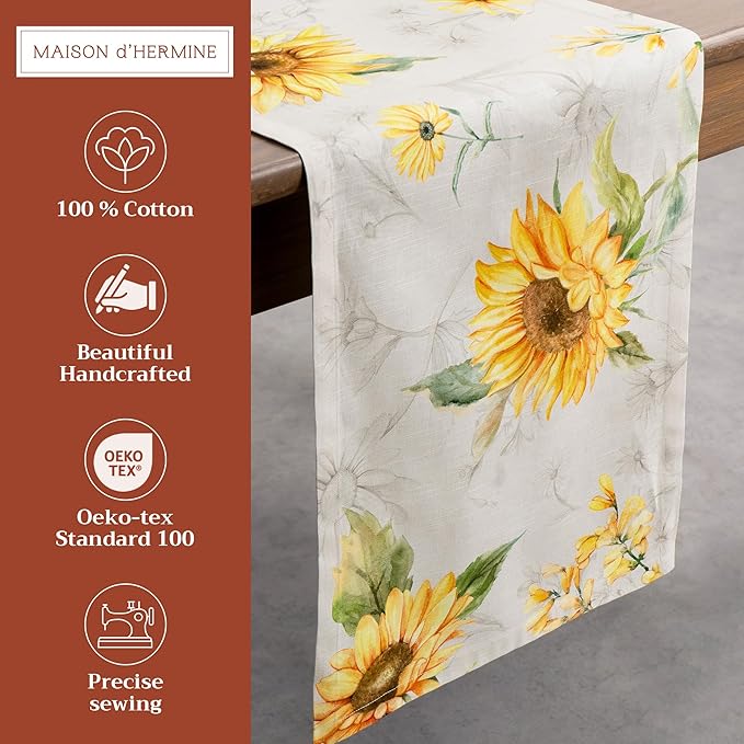 Maison d' Hermine Table Runner 100% Cotton Single Layer Table Runners 108 inches Long Decorative for Home Kitchen Dining Party Baby Shower Wedding Bridal Shower Spring Summer (Candice, 14.50" x 108")