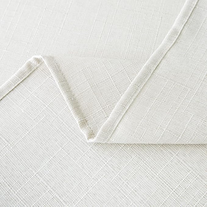 NLMUVW Linen Tablecloth Rectangle Faux Linen Textured Table Cloth Waterproof Wrinkle Resistant Farmhouse Decorative Table Cover for Kitchen Dining and Party, White, 54 x 90 Inch