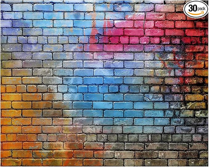 YYNXSY Colorful Brick Wall Photo Backdrop Retro Theme Stone Brick Wall Background Brick Design Microfiber Background Brick Decoration Brick Party Decoration Photo Background 10X8FT YY-24, Black