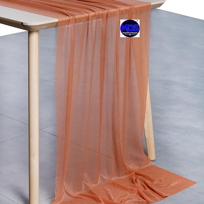MDS Halloween Chiffon Table Runner - 20 Pack, 29 x 170 Inches, 14ft Each - Sheer Spooky Table Runners for Haunted House Parties, Trick-or-Treat Tables, Witchy Décor, Wedding & Events - Coral Peach