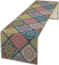 Boho Bohemian Table Runner, Vintage Indian Floral Print Table Cover for Farmhouse Kitchen Dining Table Decor Holiday Party, 13x108inch