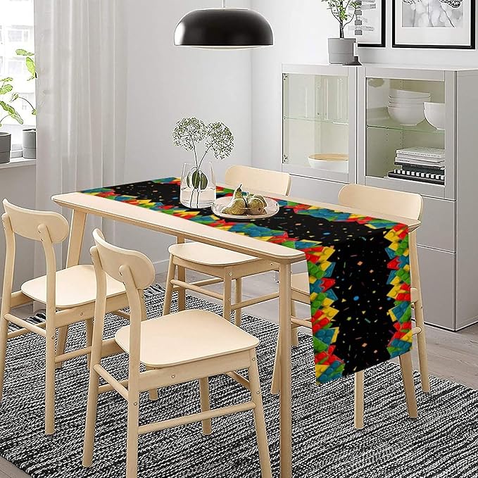 Building Blocks Table Runner Party Celebrating Colorful Blocks Table Runner for Kids Teens Bedroom Living Room Kitchen Birthday Party Decor Table Runner 13x108 Inch