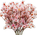 Uieke 8Pcs Artificial Cherry Blossom Flowers, Silk Cherry Blossom Branches, Fake Plum Blossom Flowers Arrangement for DIY Home Wedding Tree Party Decor Pink