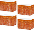 4P Wavy Metallic Tinsel Foil Fringe Table Skirts for Rectangle Tables Backdrop Garland Curtains for Parade Floats Wedding Birthday Parties Decoration Graduation 2025 Christmas (Orange)