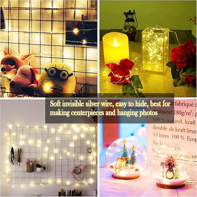 Twinkle Fairy Lights Battery Powered 3 Modes with Timer Firefly Lights 20 LED on 7.2feet Silvery Copper Wire for DIY Wedding Party Christmas Halloween Centerpiece Decorations 15 Pack (Warm White)