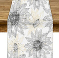 Chrysanthemum Vintage Floral Table Runner, Elegant Grunge Green Sunflower Spring Summer Elegant Pattern Artichokes Flower Table Runner for Party Kitchen Dining Living Room Decor, 13x60 Inch