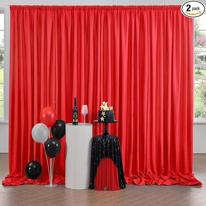 10ft x 10ft Thick Red Backdrop Curtains for Parties, 2 Panels 5ft x 10ft Non See Through Red Polyester Wedding Drapes Photo Backdrop for Birthday Party Graudation Photography Home Decor