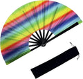 13'' Large Glitter Rave Fan Folding Hand Fans for Men Women Line Dancing Portable Handheld Clack Fan for Festival EDM Party Music Outfit Accessories