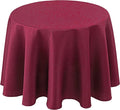 Biscaynebay Textured Fabric Christmas Round Tablecloths 70", Burgundy Water Resistant Folding Table Covers for Dining, Kitchen, Wedding, Parties Machine Washable