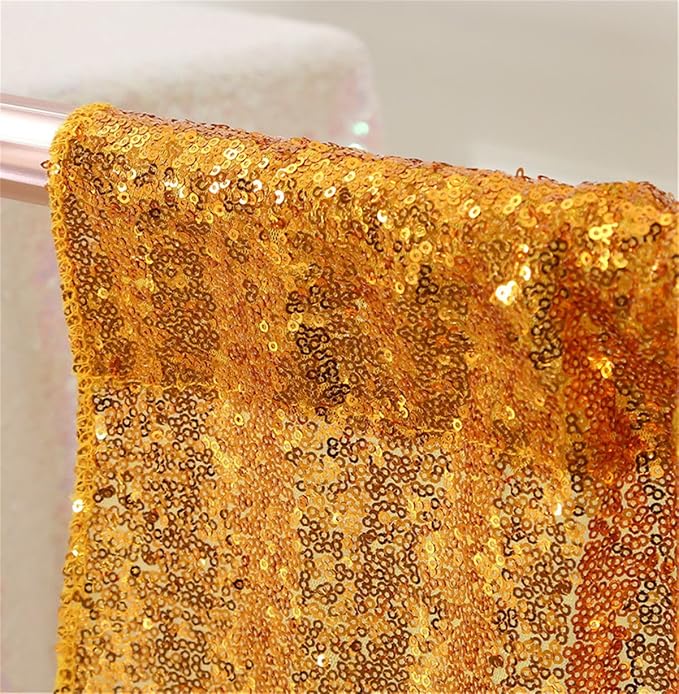 Eternal Beauty Yellow Gold Sequin Backdrop, 4x7 Ft Glitter Background Curtains for Shimmer Photography Party Wedding Birthday Back Drop Decor