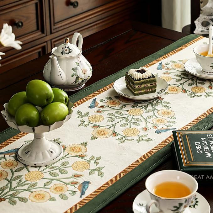 patdrea Velvet French Table Runner Farmhouse for Home Kitchen Dining Decor Parties Family Dinners Wedding 12"*87"