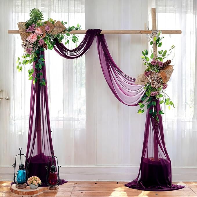 MDS Halloween Chiffon Draping Fabric - 1 Panel, 30" Wide x 40ft Long - Sheer Spooky Arbor & Canopy Drapery for Haunted House Backdrops, Party Ceilings, DIY Costumes & Themed Events - Eggplant