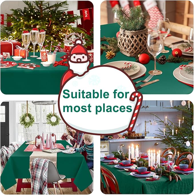 Hiasan Rectangle Tablecloth - Waterproof and Spillproof Washable Fabric Table Cloth for Dining Room Kitchen and Outdoor Use, Emerald Green, 60 x 84 Inch