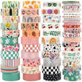 55 Rolls Holiday Washi Tape Set - Decorative Tape Seasonal Bohemian Colored Tape, Cute Washi Tapes for Journaling Supplies, Scrapbooking Supplies kit, Summer Scrapbook Supplies