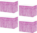 4P Wavy Metallic Tinsel Foil Fringe Table Skirts for Rectangle Tables Backdrop Garland Curtains for Parade Floats Wedding Birthday Parties Decoration Graduation 2025 Christmas (Pink)
