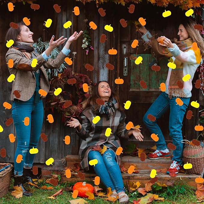 MARFOREVER Fall Felt Pumpkin Confetti, 500Pcs Thanksgiving Pumpkins Confetti Decorations Orange Yellow Autumn Table Scatter Centerpiece for Autumn Thanksgiving Day Party Accessories Supplies