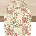 Patchwork Table Runner, Boho Vintage Pink Wildflowers Bohemian Paisley Flower Farmhouse Table Center Decor for Home Kitchen Dining Patio Holiday Party Indoor Outdoor Table Decorations, 13"x36" Inch