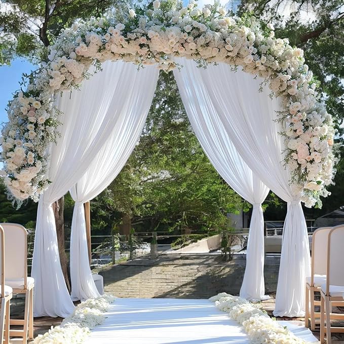 MDS Halloween Chiffon Draping Fabric - 2 Panel, 30" Wide x 50ft Long - Sheer Spooky Arbor & Canopy Drapery for Haunted House Backdrops, Party Ceilings, DIY Costumes & Themed Events - White