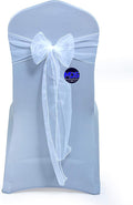 MDS Pack of 50 PCS Organza Chair Sashes Wider Dining Chair Bows Ribbon Tie Back for Wedding Party Birthday Bridal Shower Reception Event Banquet Home Chair Cover Decoration - White
