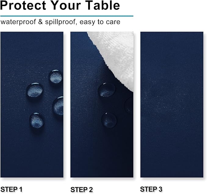 Hiasan Rectangle Tablecloth - Waterproof Washable Fabric Table Cloth for Wedding, Banquet, Gathering and Dining Room, 90 x 156 Inch, Navy Blue