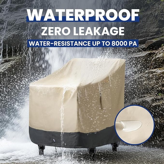 2 Pack Extra Heavy Duty Waterproof Patio Chair Covers for Outdoor / Swivel/ Rocking Chair - Medium Adirondack Chair Covers with Air Vent, 30"W x 34"D x 38.5"H