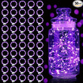 Aogist 50 Pack Fairy Lights 3 Modes 7ft 20 LED Waterproof,Battery Operated Silver Wire Firefly Starry Moon Mini String Lights for Mason Jars Christmas DIY Crafts Wedding Party Bedroom,Purple