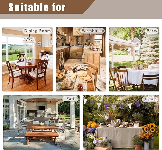 Fitable Linen Textured Tablecloths 60 Inches Round - 2 Pack Faux Burlap Table Clothes for Kitchen, Dining Room, Party, Farmhouse, Outdoor (Great for 20"-48" Round Tables, Stone)