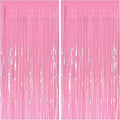 2 Pack Foil Curtain Pink Backdrop Streamers Metallic Tinsel Fringe Curtains Photo Booth Props for Birthday Wedding Engagement Bachelorette Christmas Holiday Celebration Party Decorations