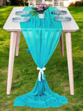 MDS 2 Pack 10ft Chiffon Table Runner 29 x 120 Inches Sheer Wedding Runner Romantic Rustic Table Runner for Wedding Decorations, Birthday Parties, Bridal Shower Party Arch Decor - Peacock Blue