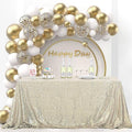 OQSQ Champagne Sequin Tablecloth 50x80 inch, Glitter Drape Table Cloth, Sparkle Sequence Table Overlays for Thanksgiving Day Wedding Birthday Party Baby Bridal Shower