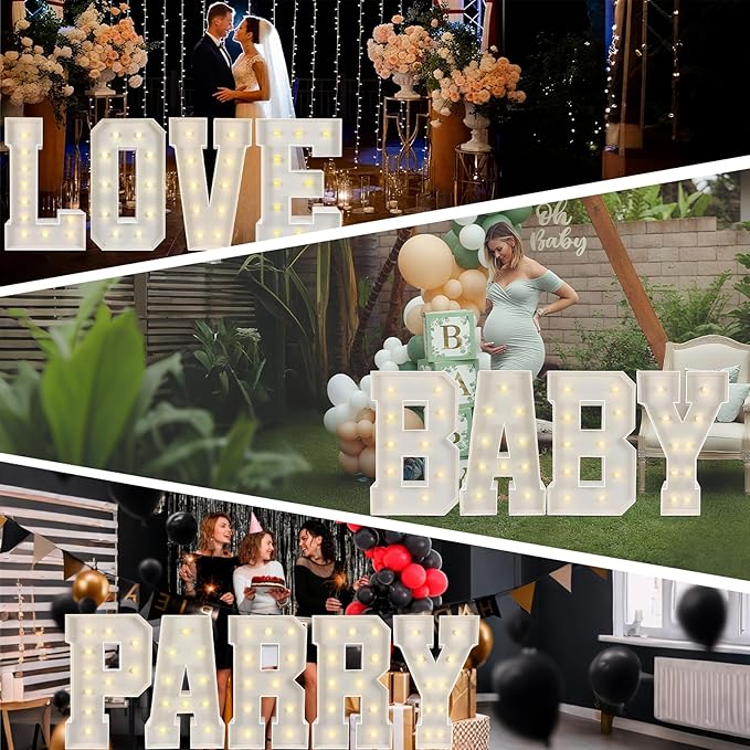 Marquee Light Up Letters: 4FT Large Decorative Signs for Party Decorations Baby Shower Birthday Wedding Engagement Anniversary, 4 Feet Tall Pre-Cut DIY Foamboard Letter S - Easy to Assemble