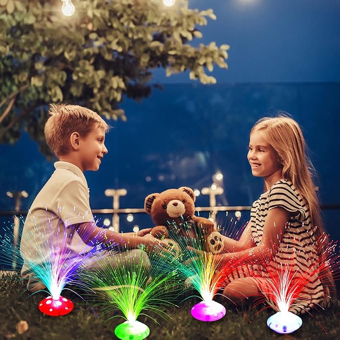 Retisee 12 Pcs Halloween Fiber Optic Lamp Multicolored Centerpiece Optic Lights Battery Powered with Cone Base Illuminated Crystals for Room Wedding Holiday Independence Day Tables Disco Party
